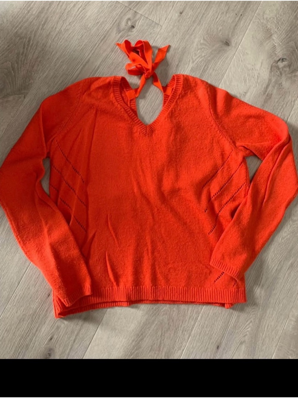 Moth Vibrant Orange V-Neck Tie-Back Sweater